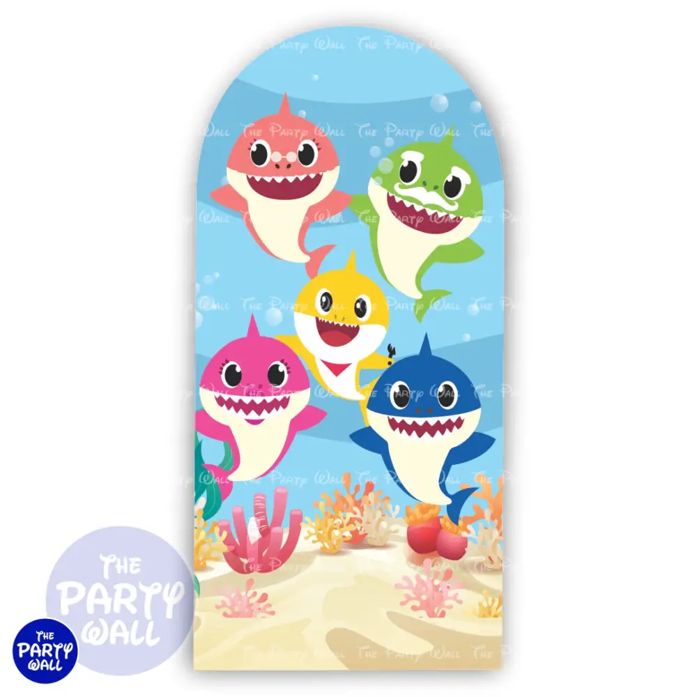 Baby Shark - Funda para mampara de punta redonda o rectangular The Party Wall