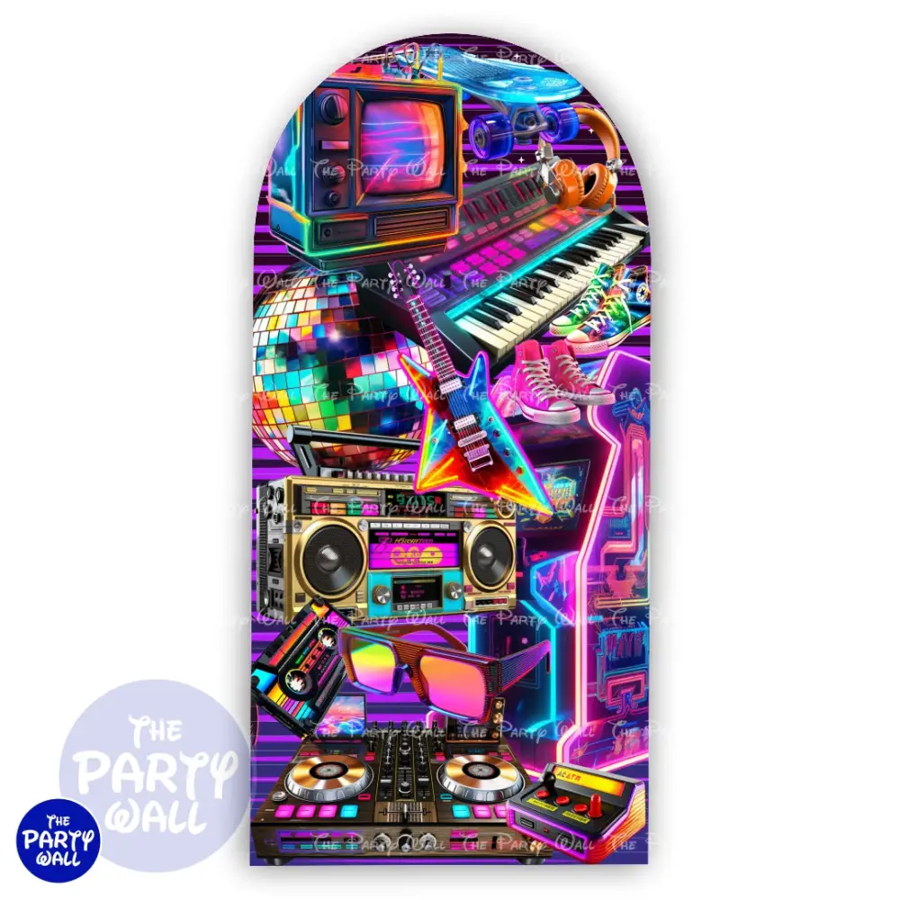 Década de los 80s - Funda para mampara de punta redonda o rectangular The Party Wall