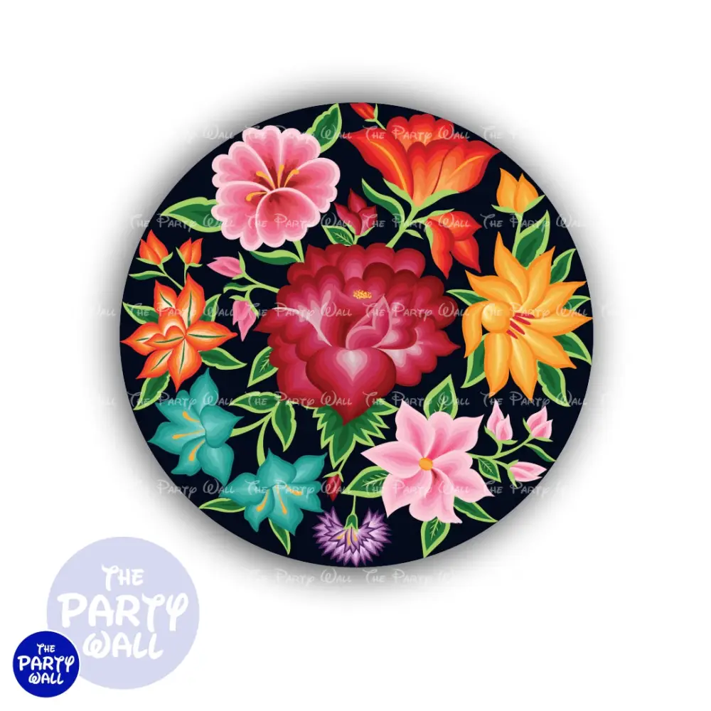 Flor Bordada - Funda para mampara circular The Party Wall
