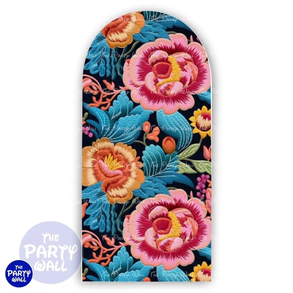 Flor Bordada - Funda para mampara de punta redonda o rectangular The Party Wall