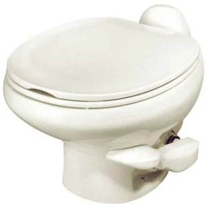 Inodoro Thetford Aqua-Magic Style II de perfil bajo para vehículos recreativos – Descarga por pedal, color hueso 42063