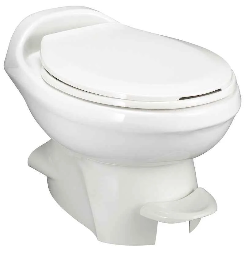 Inodoro Thetford Aqua-Magic Style Plus de perfil bajo para vehículos recreativos – Descarga por pedal, blanco 34433