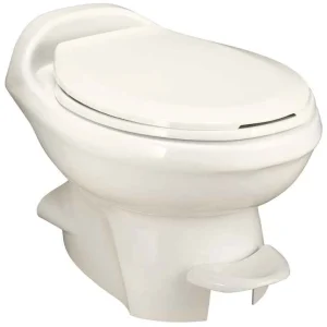 Inodoro Thetford Aqua-Magic Style Plus de perfil bajo para vehículos recreativos – Descarga por pedal, color hueso 34438