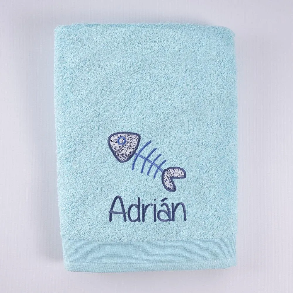 Toallas Personalizadas Niños Bordado Raspa Pescado Nanetes