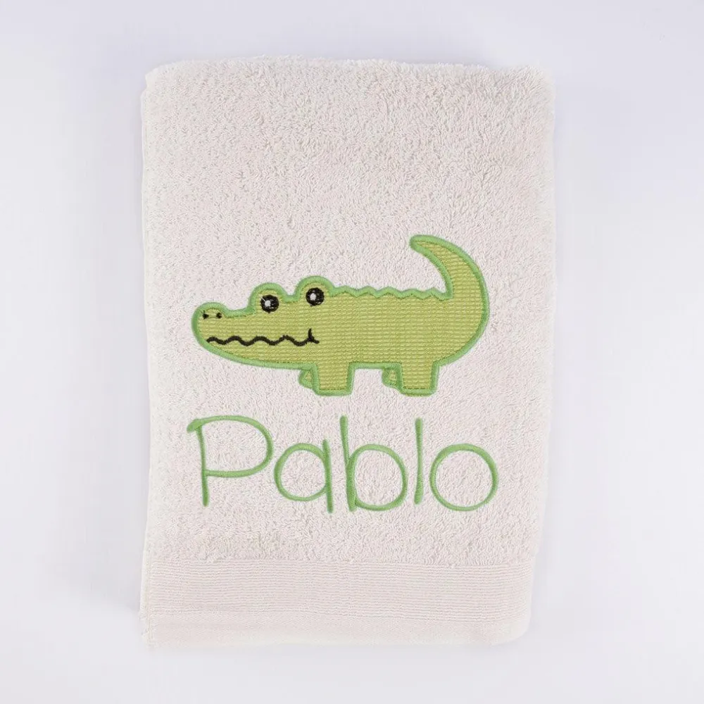 Toallas Personalizadas Nombre Bordado Cocodrilo Verde Nanetes