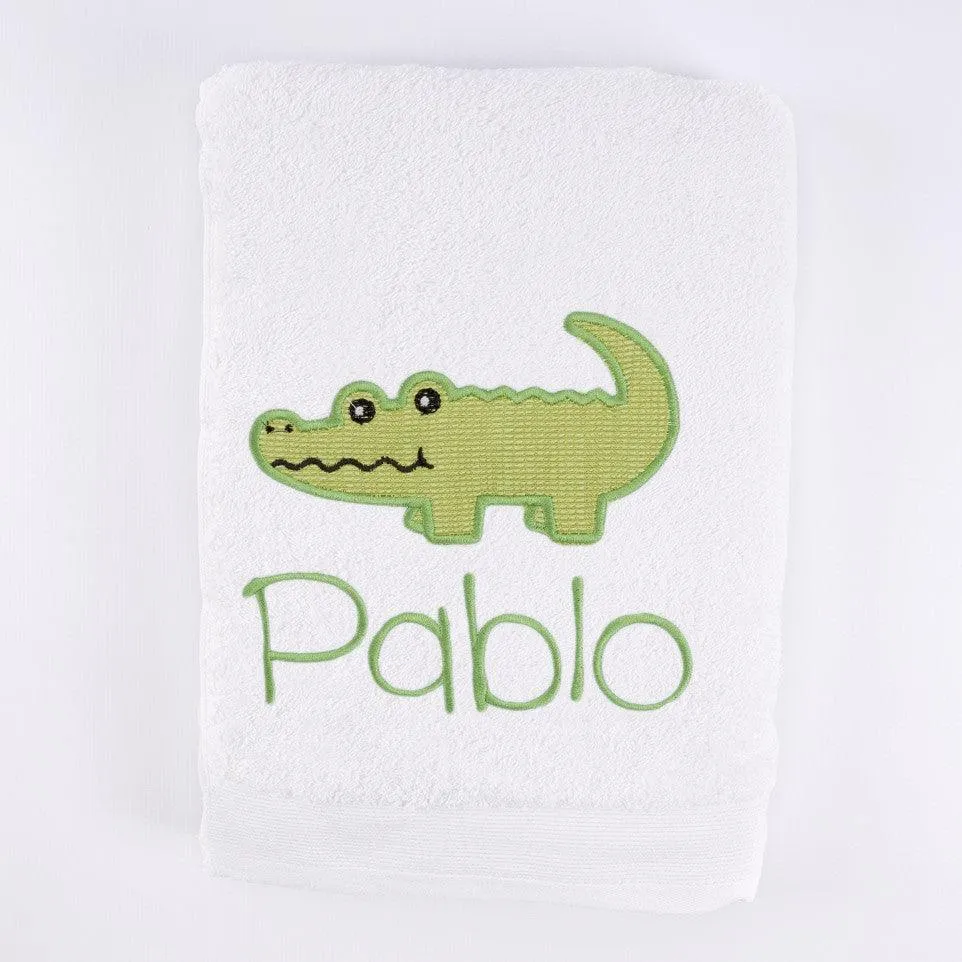 Toallas Personalizadas Nombre Bordado Cocodrilo Verde Nanetes