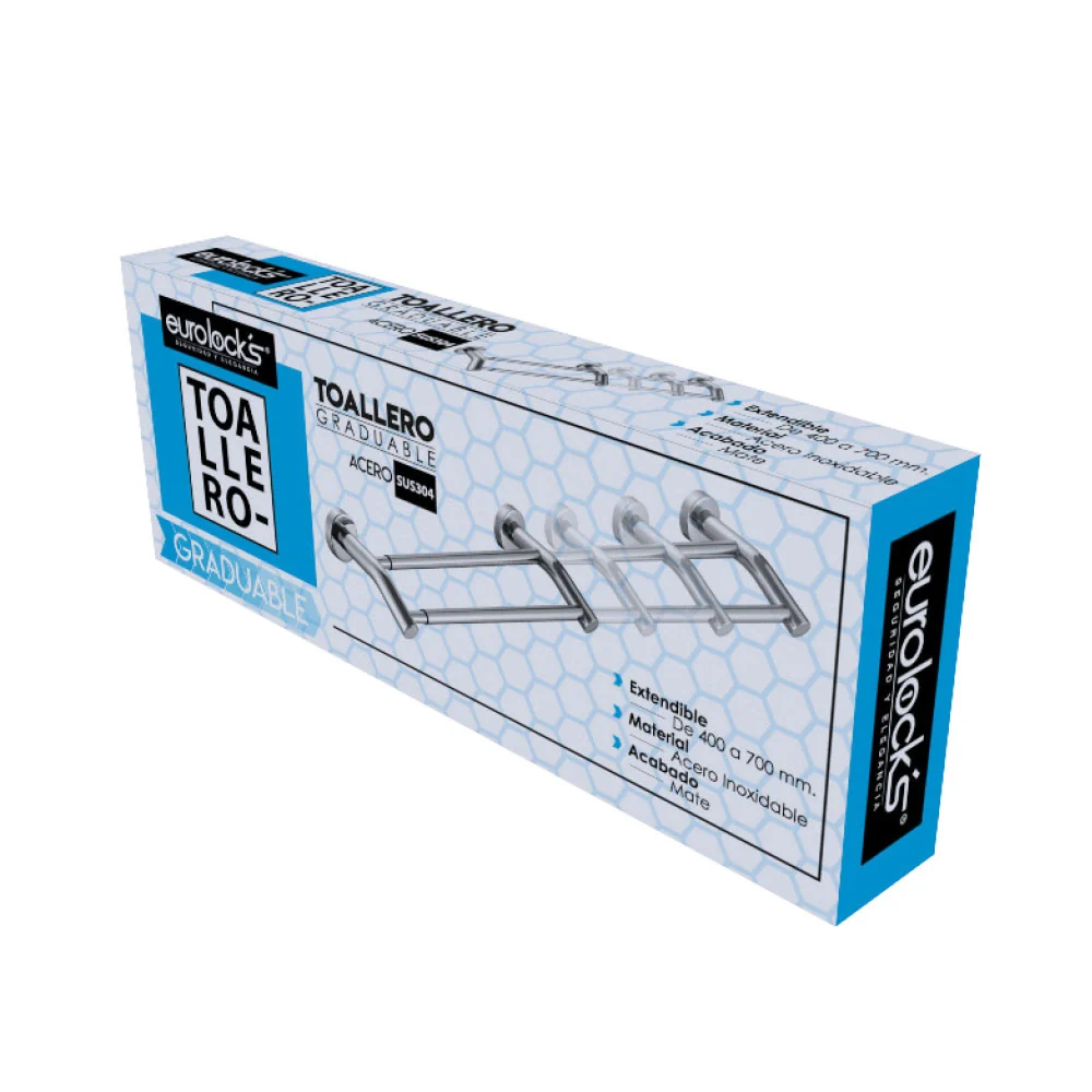 Toallero para baño doble de acero inoxidable graduable