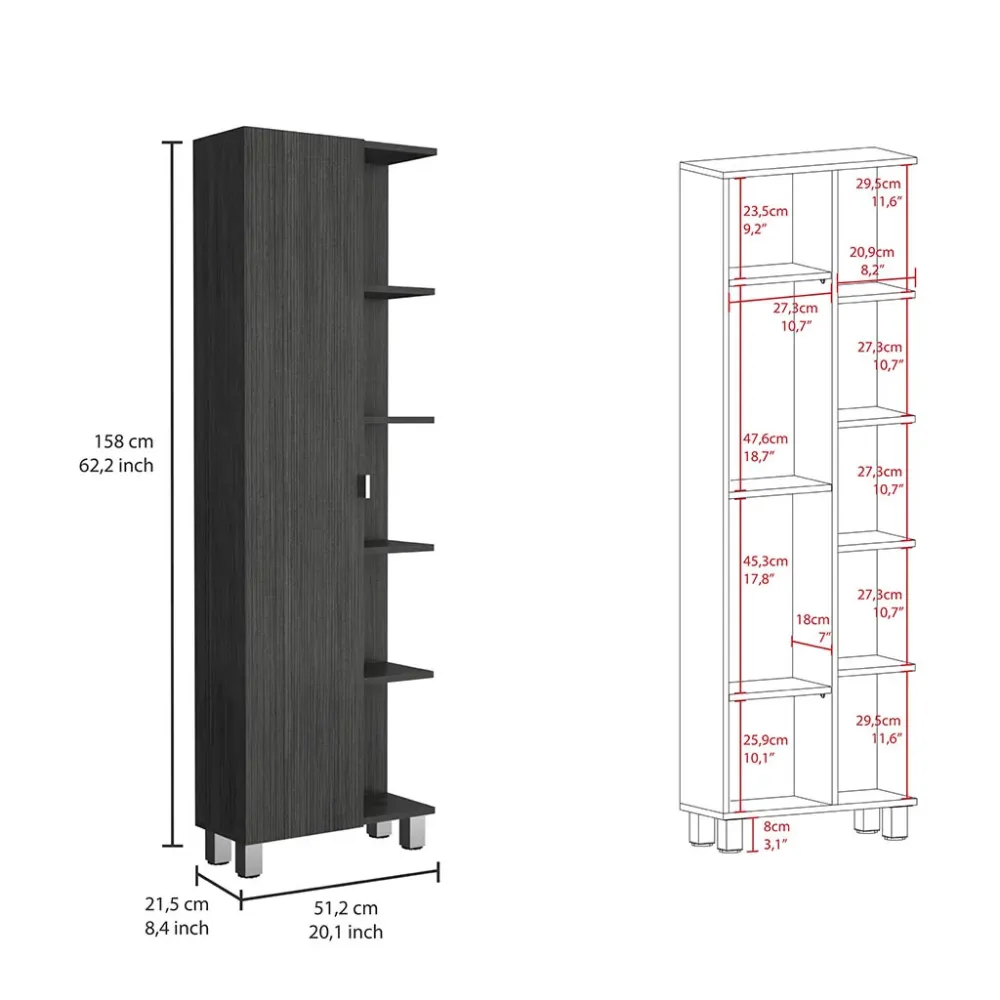 Torre de baño vertical Urano en melamina con 9 estantes