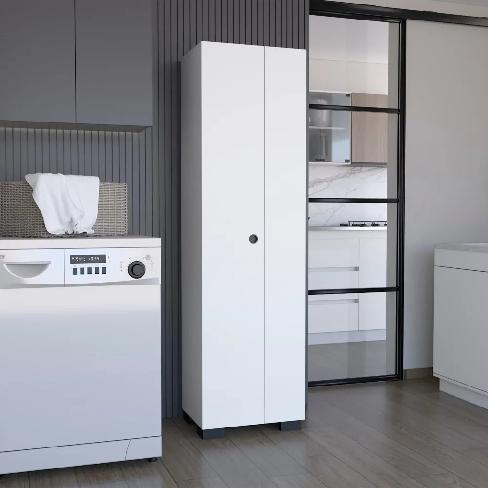 Columna de Baño Lago en melamina con 2 puertas y 6 estantes , blanco , 181.2 cm X 51.2 cm X 39.1 cm TUHOME CONCEPT