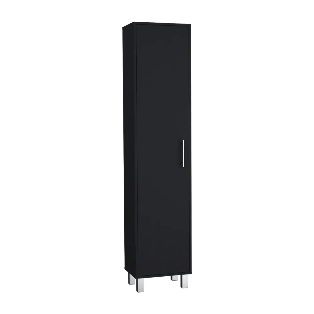 Columna de baño Laska con 5 estantes y 1 puerta , negro , 180 cm X 40 cm X 29.8 cm TUHOME CONCEPT