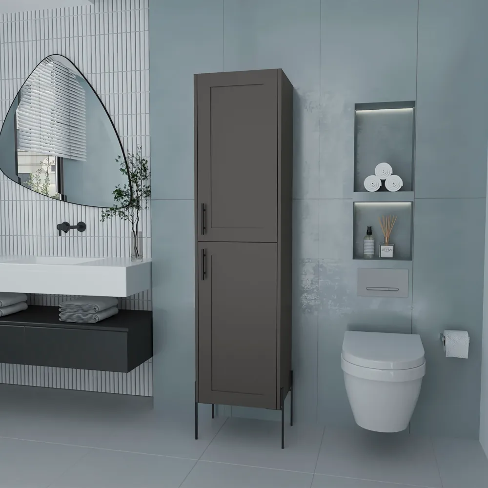 Columna de baño Sealy en melamina con 2 puertas y 4 estantes , Plomo TUHOME CONCEPT