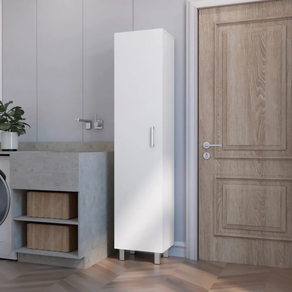 Columna de baño Vintro en melamina con 4 estantes y 1 puerta , blanco , 180 cm X 40 cm X 31.3 cm TUHOME CONCEPT
