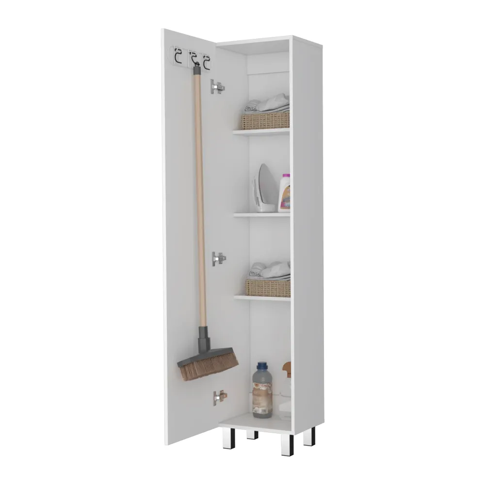 Columna de baño Vintro en melamina con 4 estantes y 1 puerta , blanco , 180 cm X 40 cm X 31.3 cm TUHOME CONCEPT