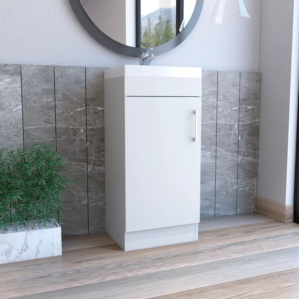 Mueble de Baño Madrid con 1 puerta y almacenamiento inferior , blanco , 83 cm X 40 cm X 33 cm TUHOME CONCEPT