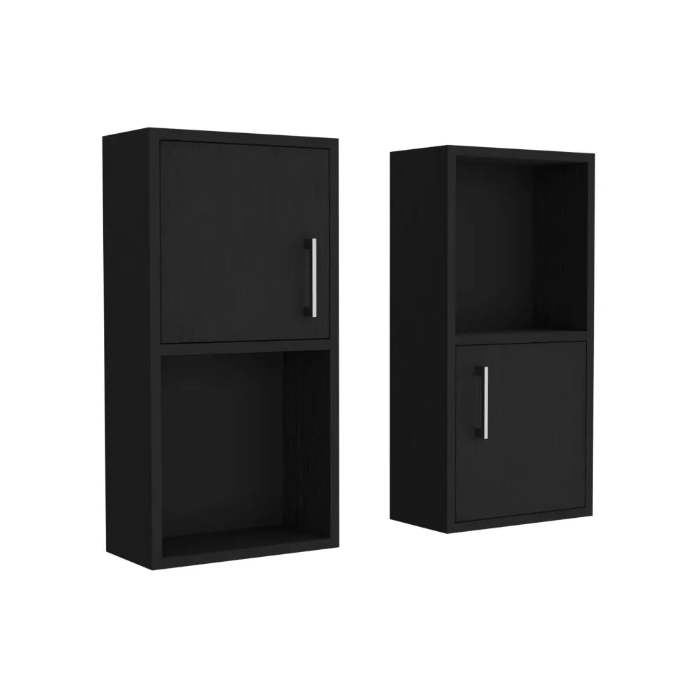 Set de Muebles auxiliares de baño en melamina con 4 estantes y 2 puertas , negro , 60.1 cm X 30 cm X 16 cm TUHOME CONCEPT