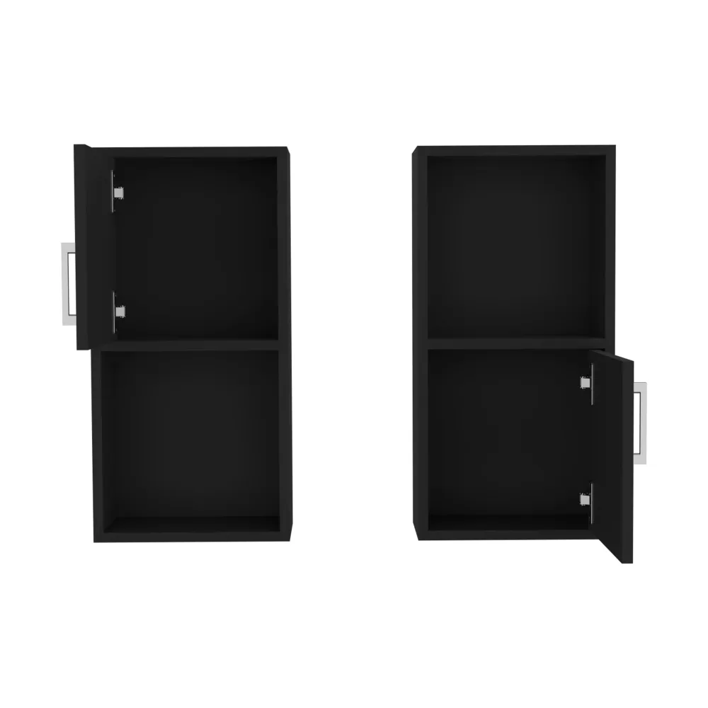 Set de Muebles auxiliares de baño en melamina con 4 estantes y 2 puertas , negro , 60.1 cm X 30 cm X 16 cm TUHOME CONCEPT
