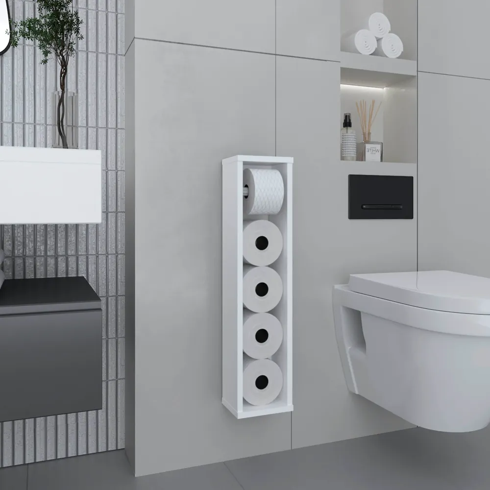 TUHOME Porta Papel Higiénico Supai en Melamina, Blanco Blanco TUHOME CONCEPT