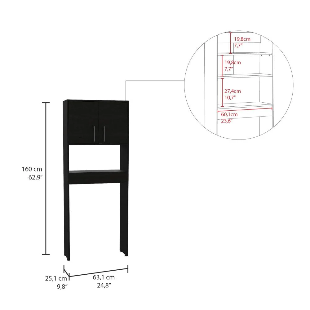 Ahorrador de Espacio Barcelona, Wengue, con dos puertas batientes y varios entrepaños Tuhome Furniture