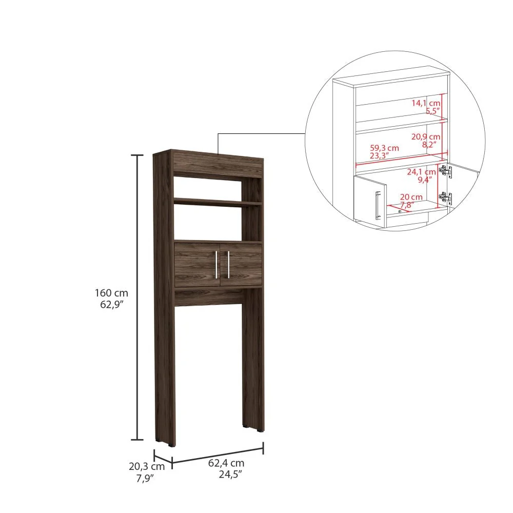 Ahorrador de Espacio Madrid, Coñac, con dos puertas batientes y varios entrepaños para colocar objetos de aseo Tuhome Furn...