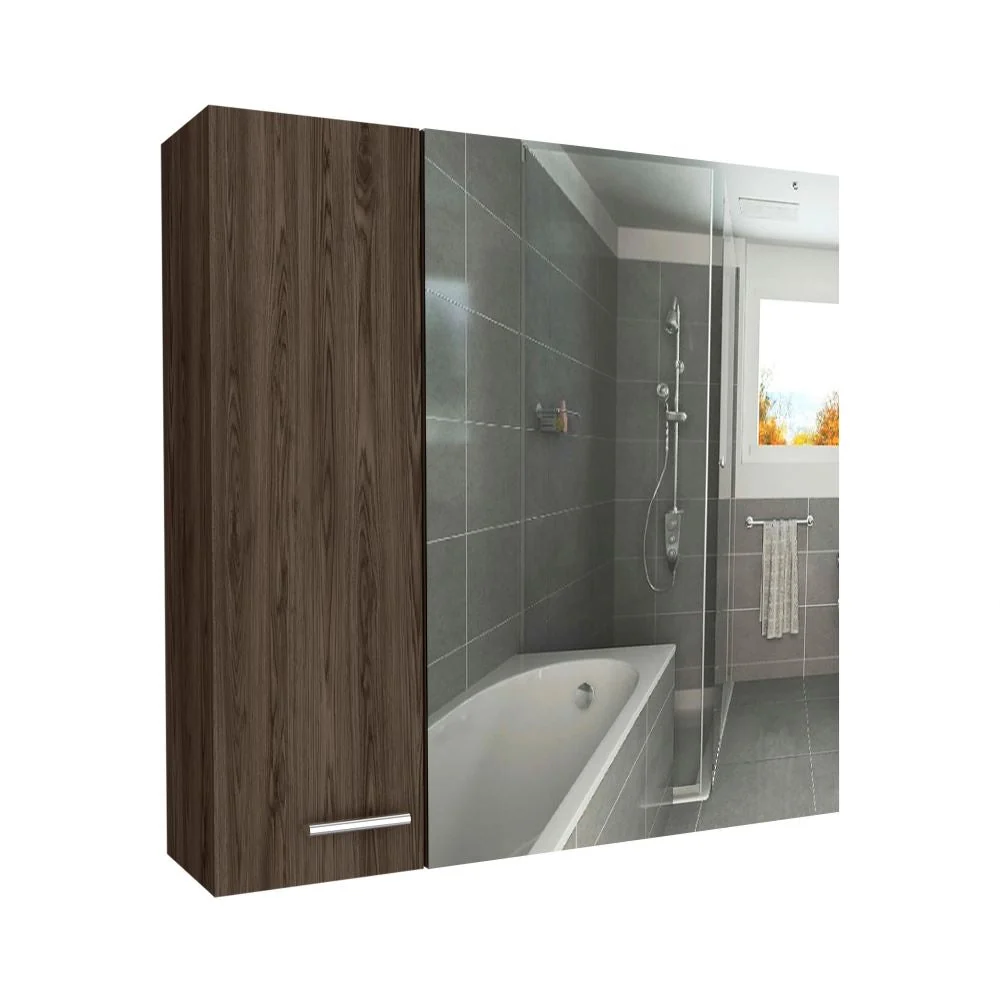 Botiquin con Espejo Barcelona, Coñac, con puerta espejo y dos entrepaños para ubicar objetos de aseo Tuhome Furniture
