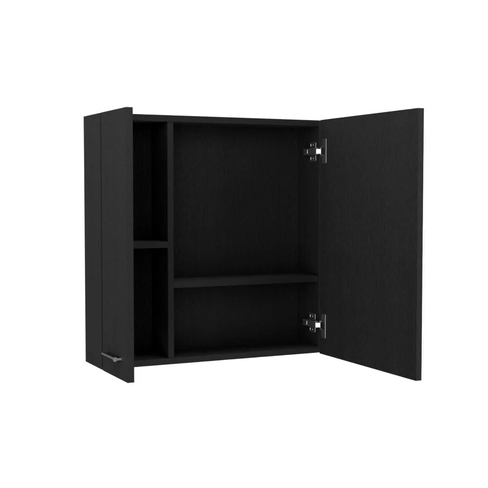 Botiquin con Espejo Barcelona, Wengue, con puerta espejo y dos entrepaños para ubicar objetos de aseo Tuhome Furniture