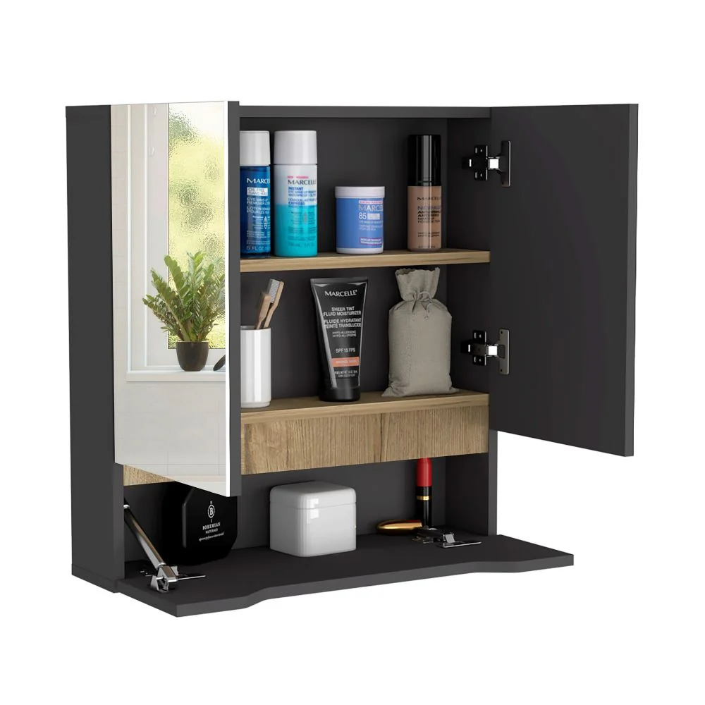 Botiquín de Baño Modelo Laurent, Plomo y Duna, con dos puertas batientes y variedad de entrepaños Tuhome Furniture