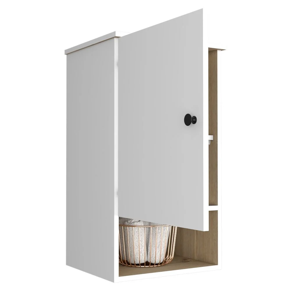 Botiquín Bath BI, Blanco y Duna, con una puerta batiente y entrepaños para colocar objetos de aseo Tuhome Furniture