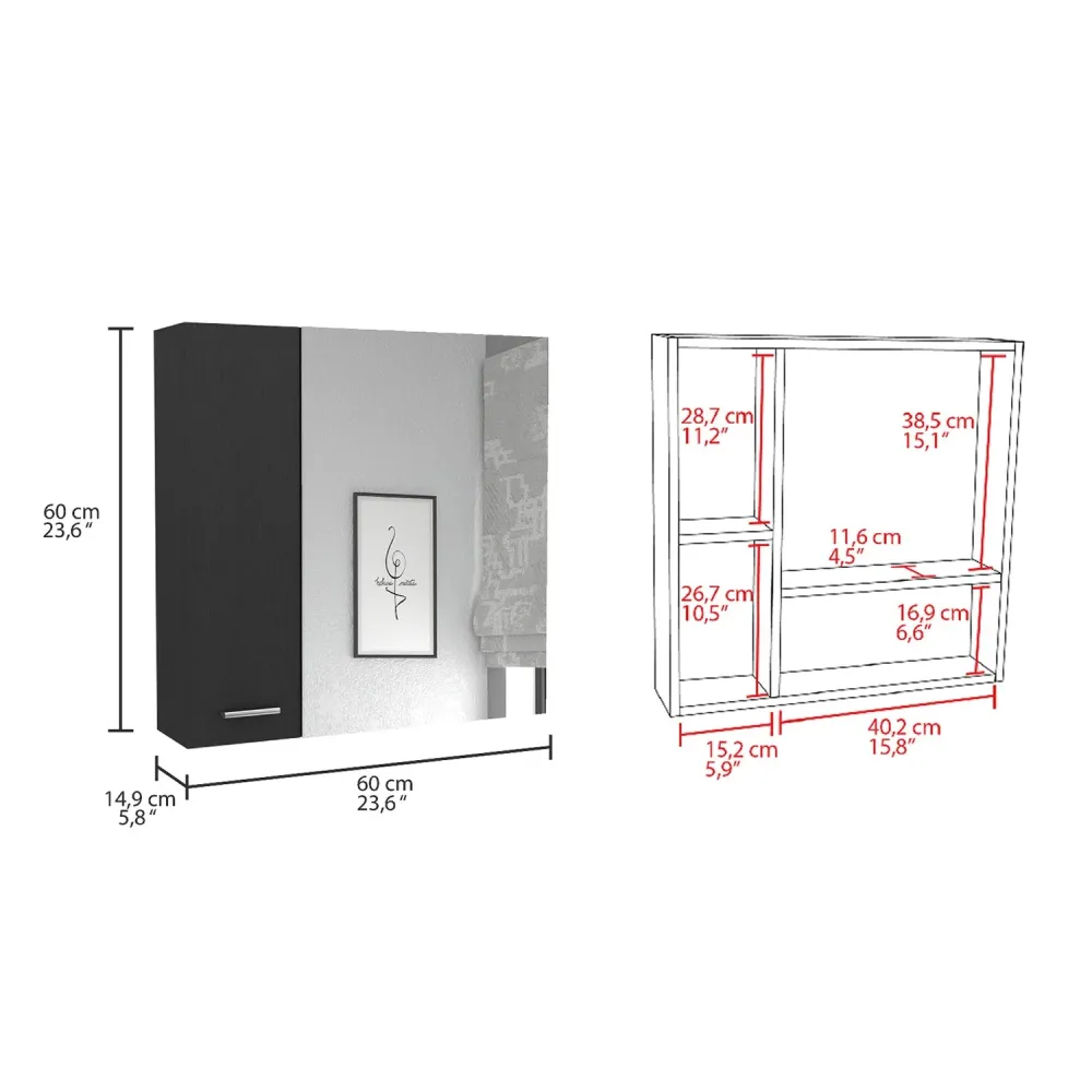 Combo Barcelona, Wengue, incluye botiquin con espejo y optimizador de baño Tuhome Furniture