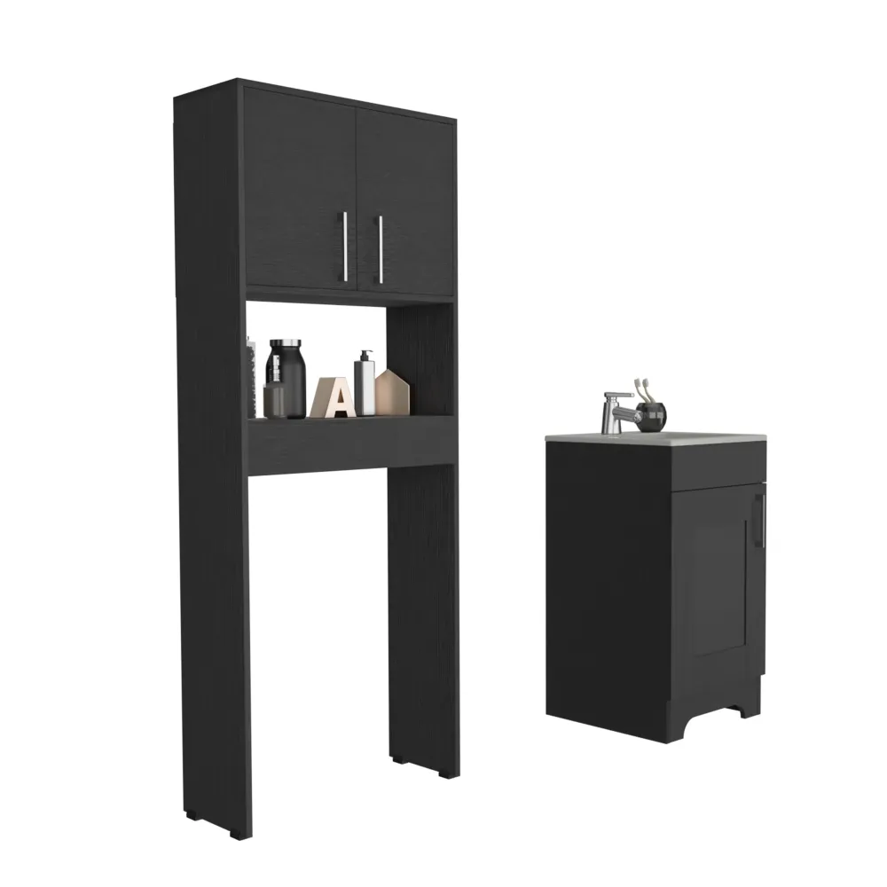 Combo Barcelona, Wengue, incluye mueble de lavamanos y optimizador de baño Tuhome Furniture