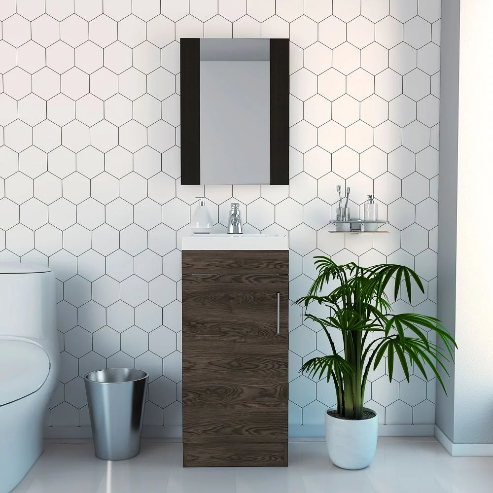 Combo Bath, Coñac y Wengue, incluye espejo y mueble de lavamanos Tuhome Furniture