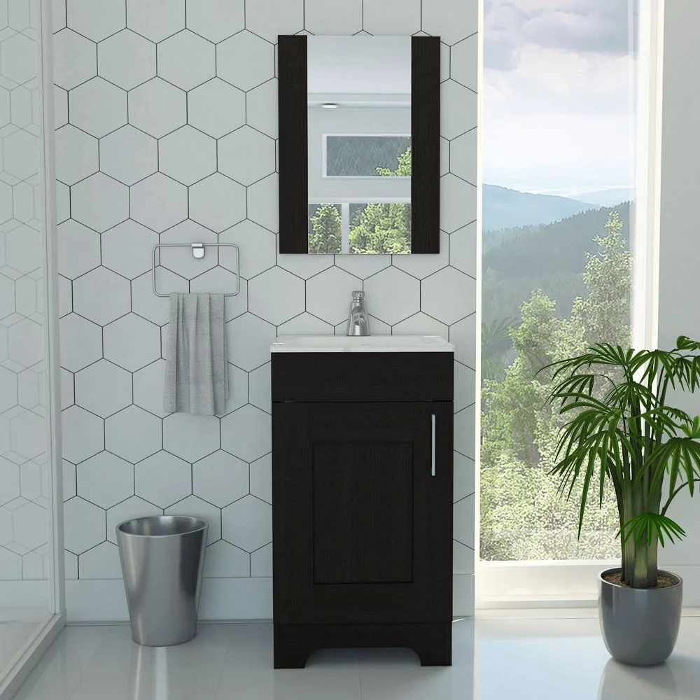 Combo Bath, Wengue, incluye botiquín y mueble de lavamanos Tuhome Furniture