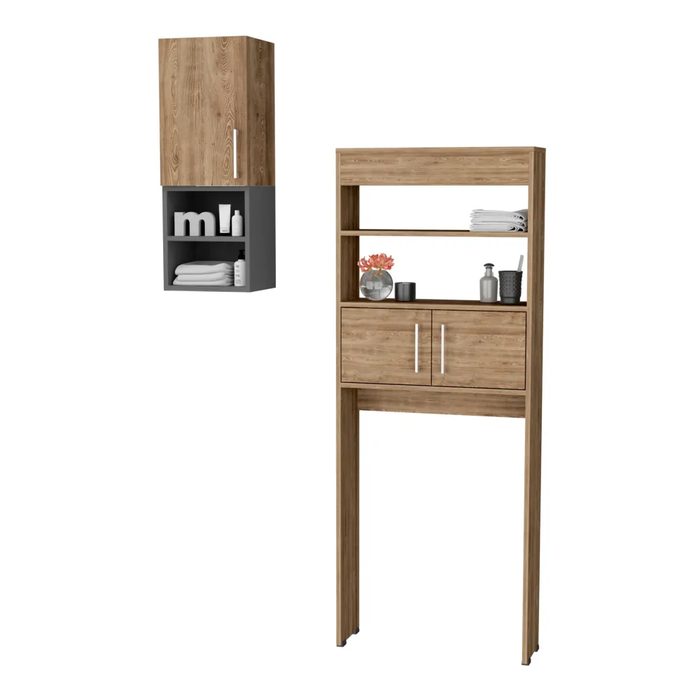 Combo Madrid, Miel, incluye mueble auxiliar y optimizador de baño Tuhome Furniture