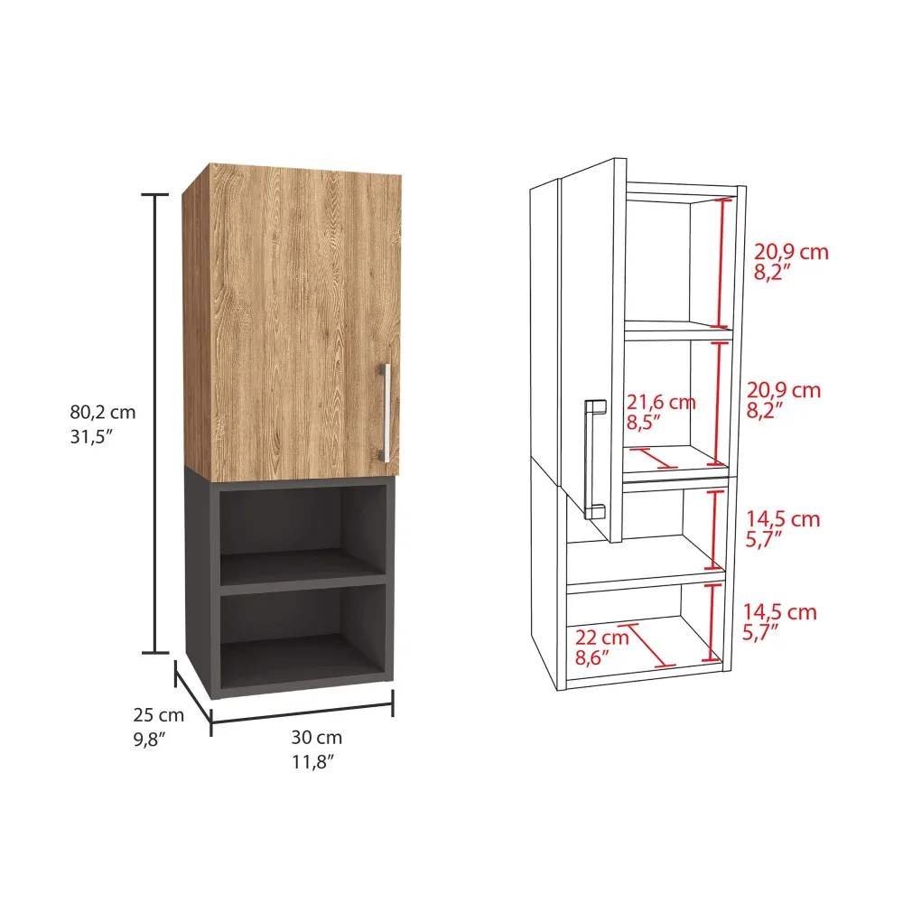 Combo Madrid, Miel, incluye mueble auxiliar y optimizador de baño Tuhome Furniture