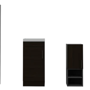 Combo Madrid, Wengue, incluye espejo, lavamanos, baño y muro Tuhome Furniture