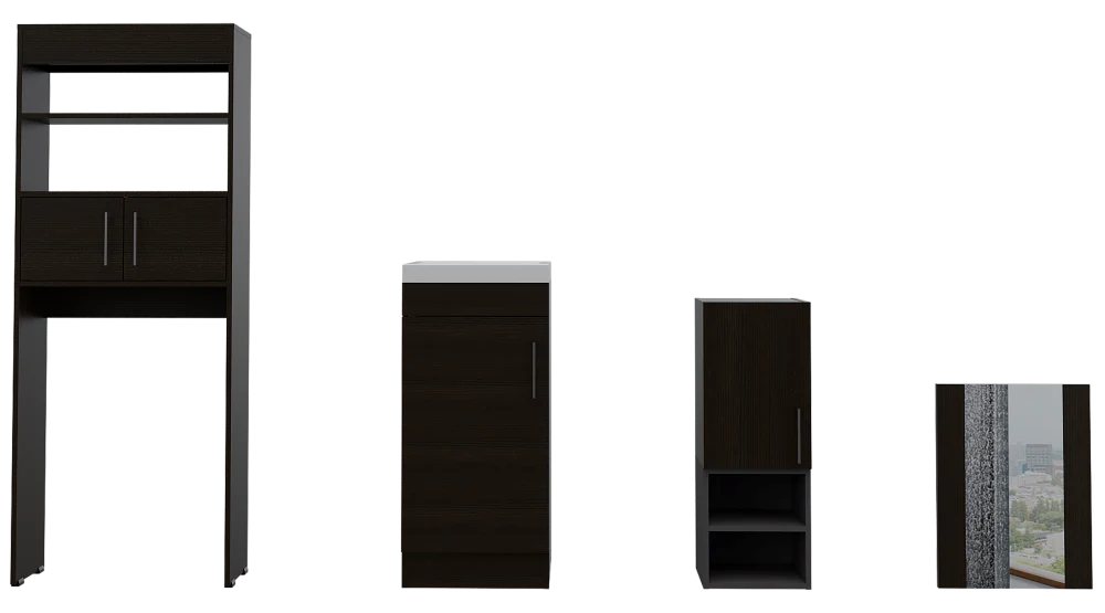 Combo Madrid, Wengue, incluye espejo, lavamanos, baño y muro Tuhome Furniture