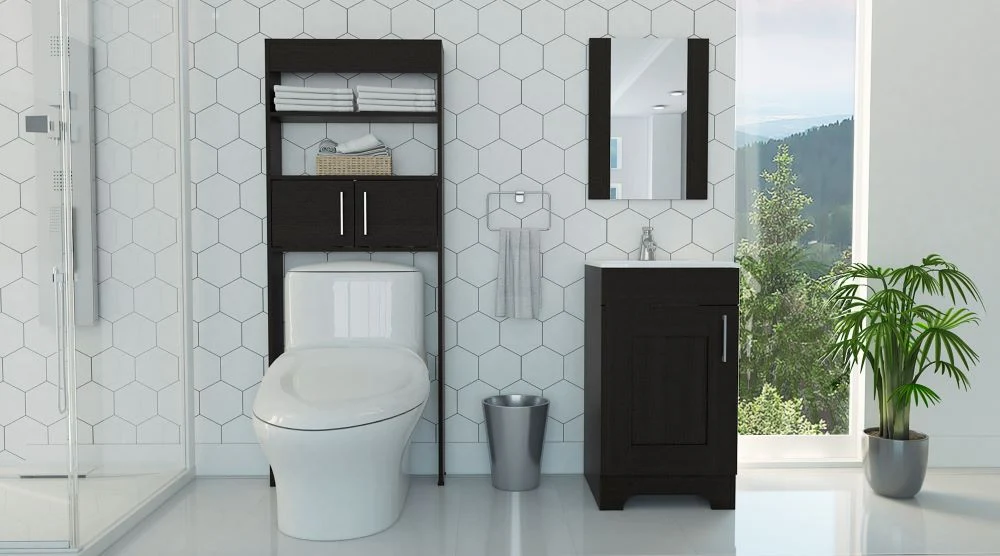 Combo Mybath, Wengue, incluye botiquin, mueble lavamanos y optimizador Tuhome Furniture