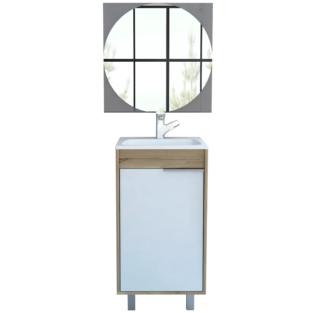Combo Reflekta, Duna y Blanco, incluye mueble de lavamanos y espejo salermo Tuhome Furniture