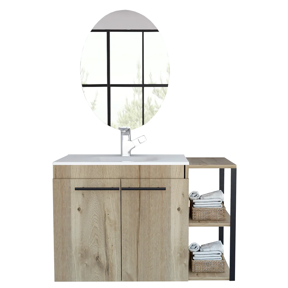 Combo Reflekta, Duna, incluye mueble de lavamanos flotante y espejo napoli Tuhome Furniture