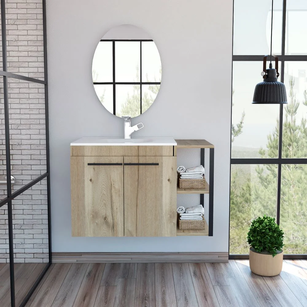 Combo Reflekta, Duna, incluye mueble de lavamanos flotante y espejo napoli Tuhome Furniture
