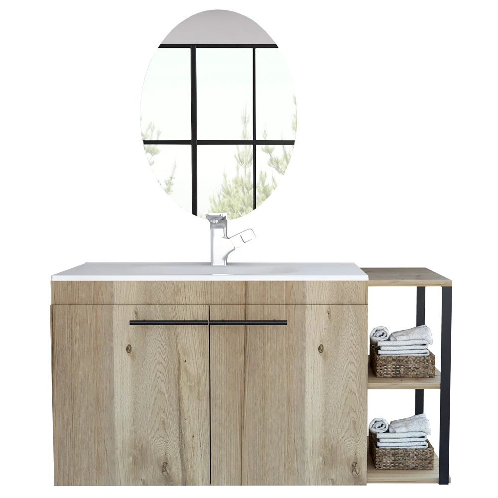 Combo Reflekta, Duna, incluye mueble de lavamanos flotante y espejo napoli Tuhome Furniture