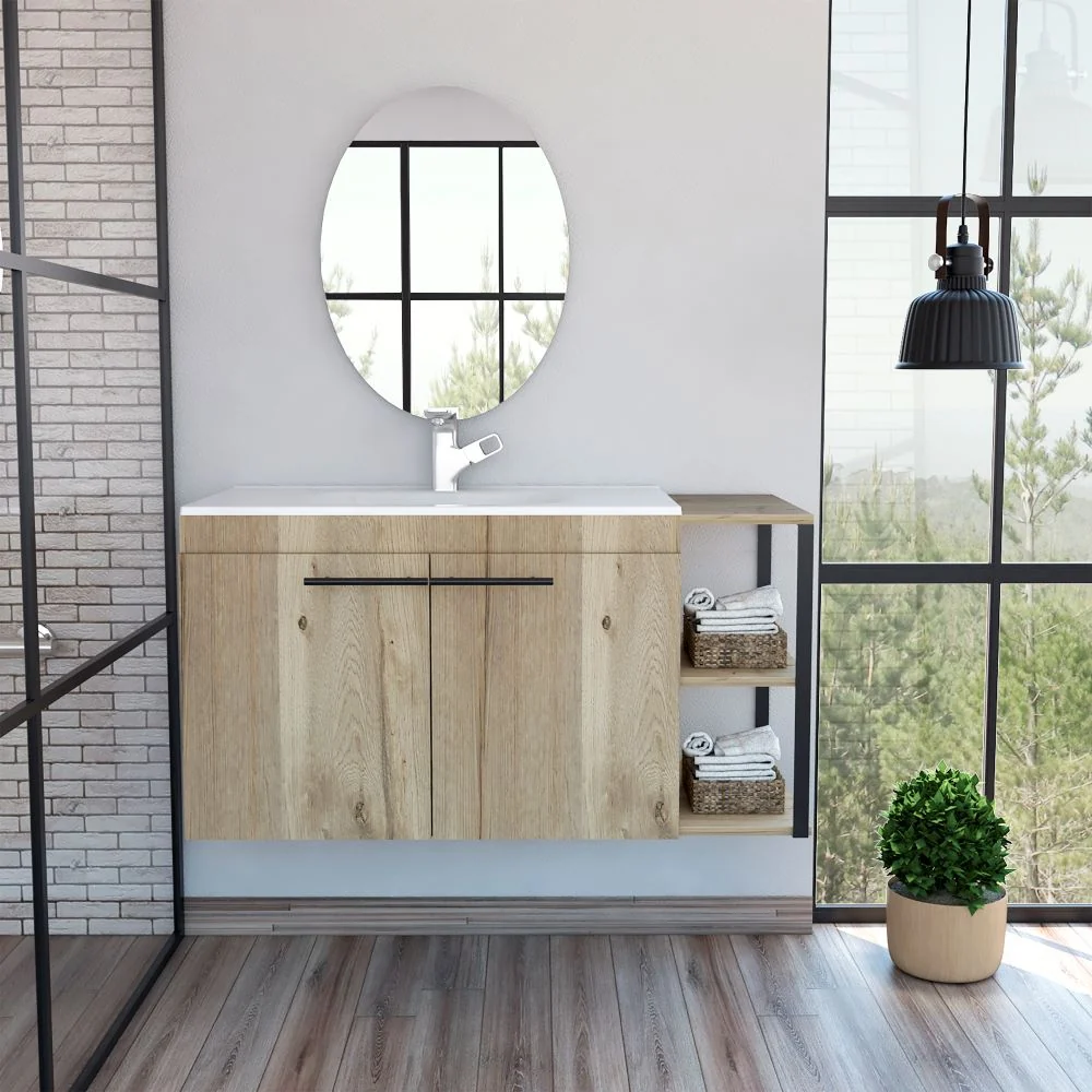 Combo Reflekta, Duna, incluye mueble de lavamanos flotante y espejo napoli Tuhome Furniture