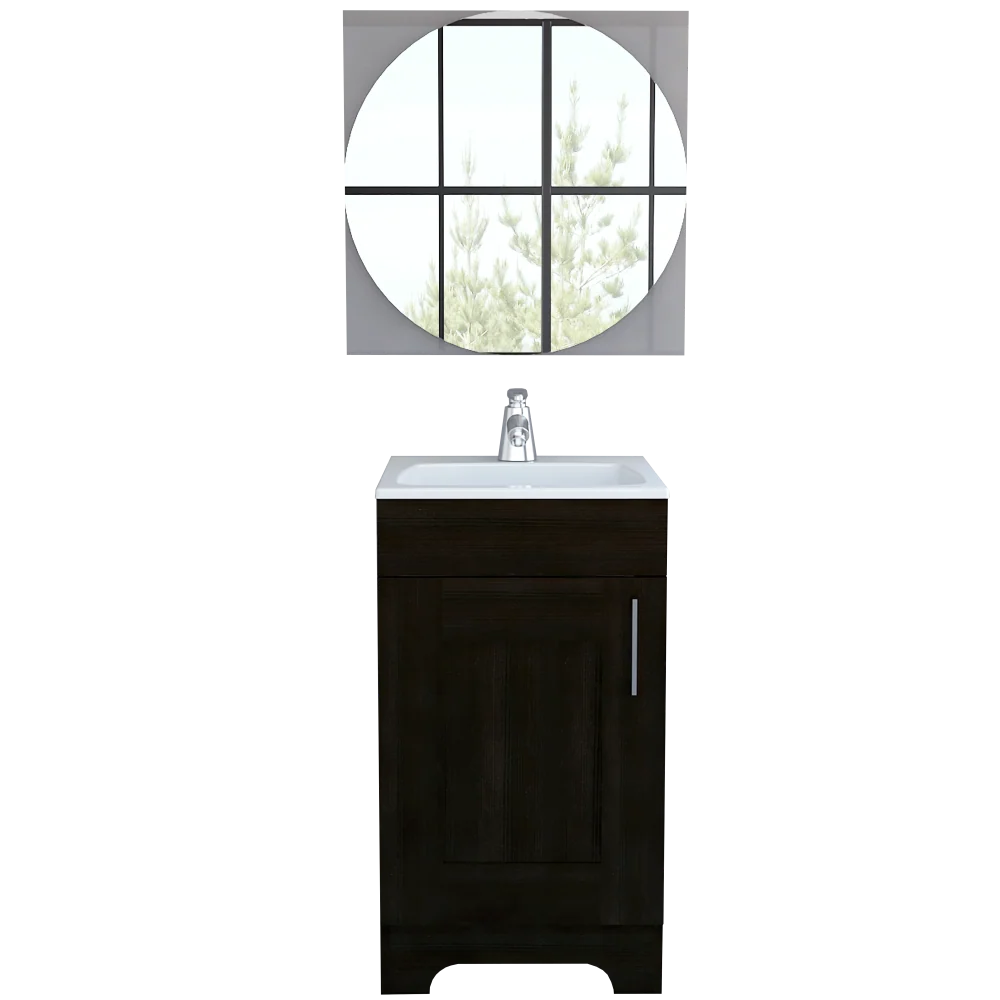 Combo Reflekta, Wengue, incluye mueble de lavamanos y espejo salermo Tuhome Furniture