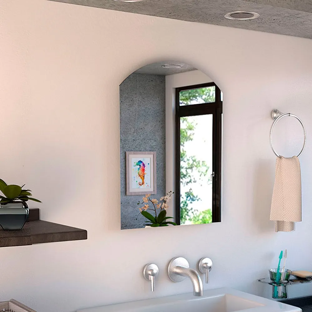 Espejo Affi, Gris, con forma rectangular y ovalo Tuhome Furniture