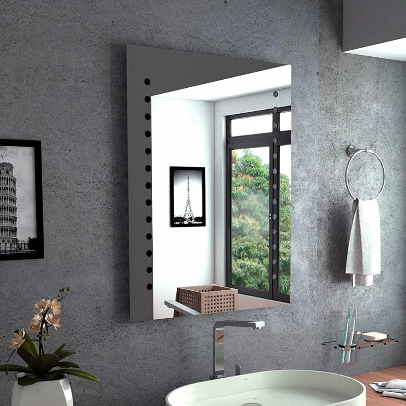 Espejo Bra, Gris, con franjas laterales en puntos sandblasting Tuhome Furniture