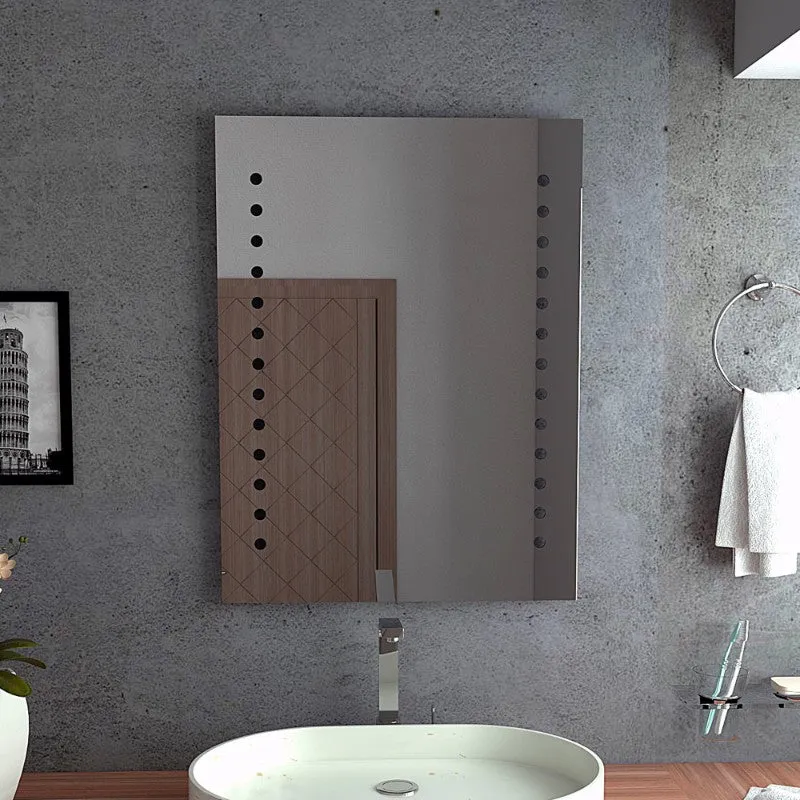 Espejo Bra, Gris, con franjas laterales en puntos sandblasting Tuhome Furniture