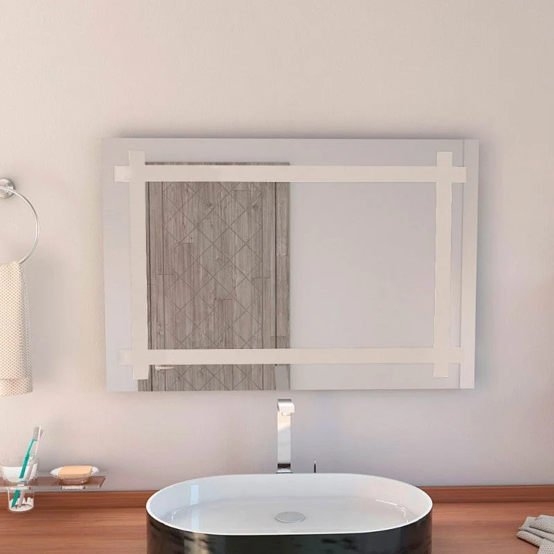 Espejo Broni, Gris, con marco interno con sandblasting Tuhome Furniture
