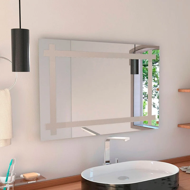 Espejo Broni, Gris, con marco interno con sandblasting Tuhome Furniture