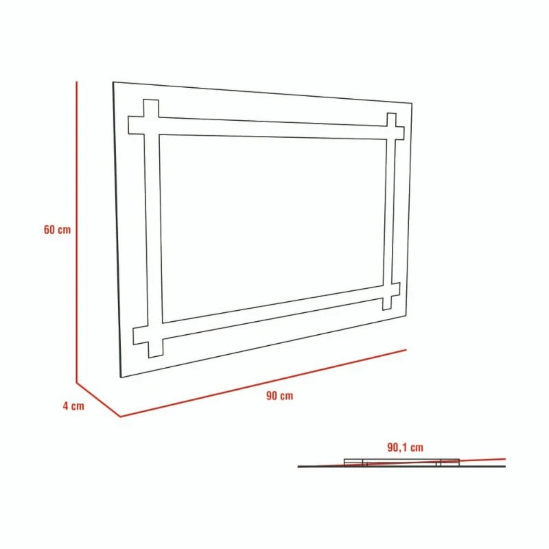Espejo Broni, Gris, con marco interno con sandblasting Tuhome Furniture