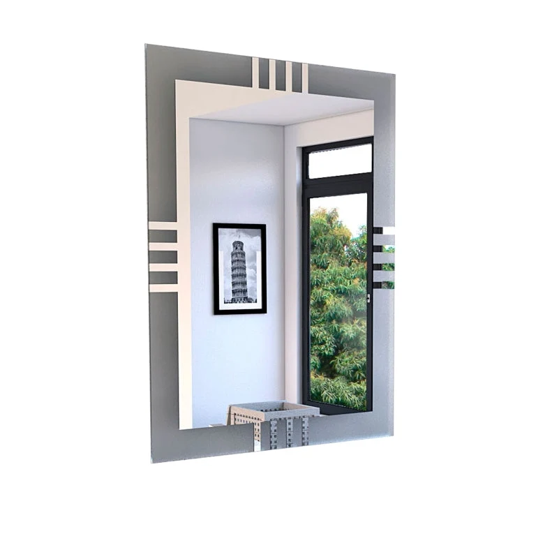 Espejo Dali, Gris, con bordes en sandblasting Tuhome Furniture