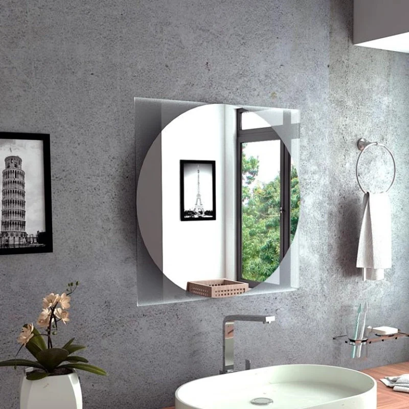 Espejo Salermo, Gris, con forma ovalada y esquinas cuadradas Tuhome Furniture